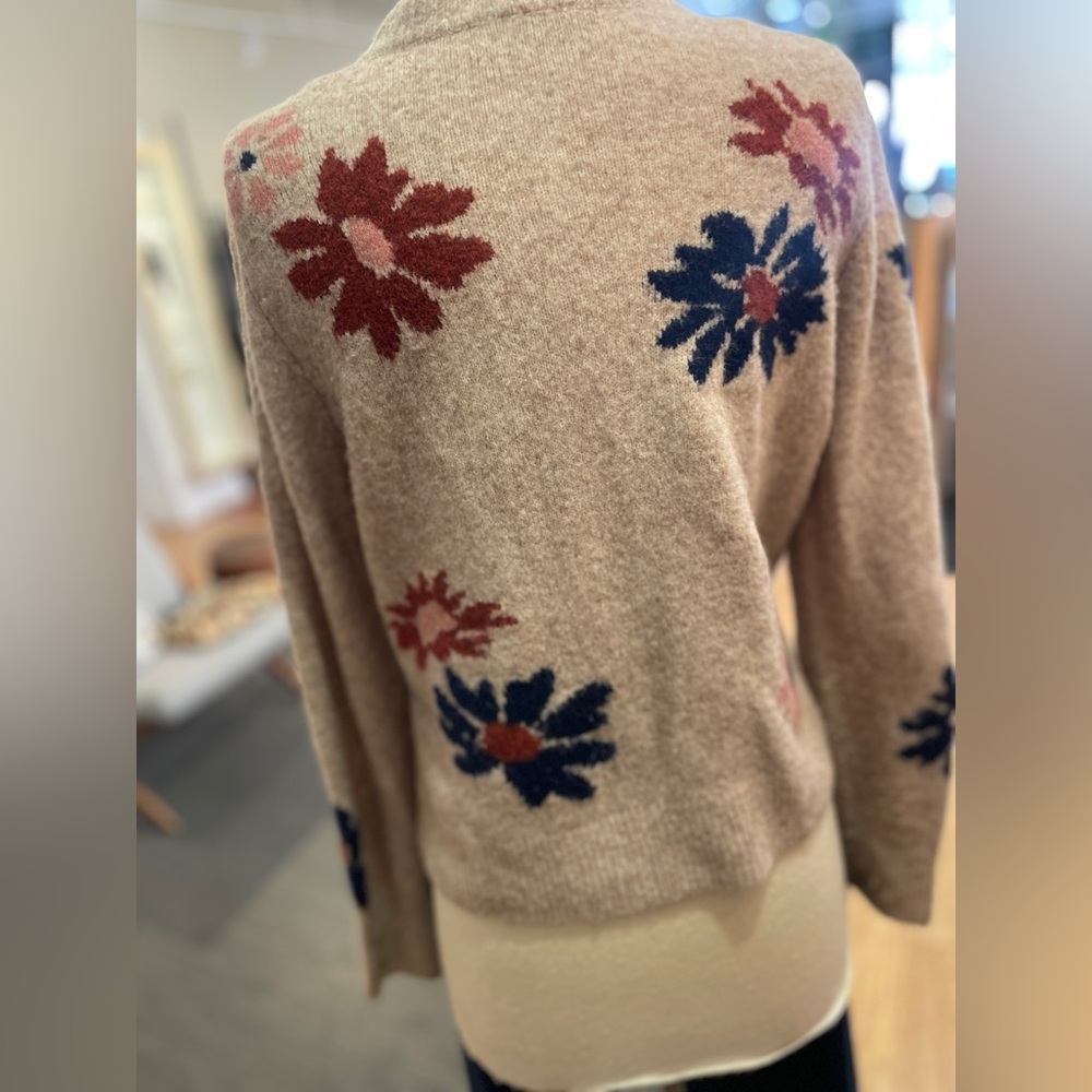 Floral Patterned Beige Sweater - Picture 4 of 4